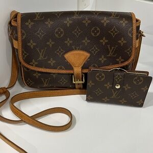 Louis Vuitton Monogram Tan and Brown Crossbody Bag and wallet